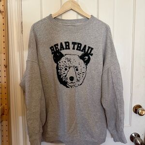 Aerie Gray Bear Trail Crewneck Sweater